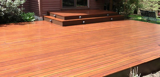cedar deck finished in a natural tone sealer Cedar Deck in Natural