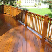 mahogany deck with a natural tone sealer